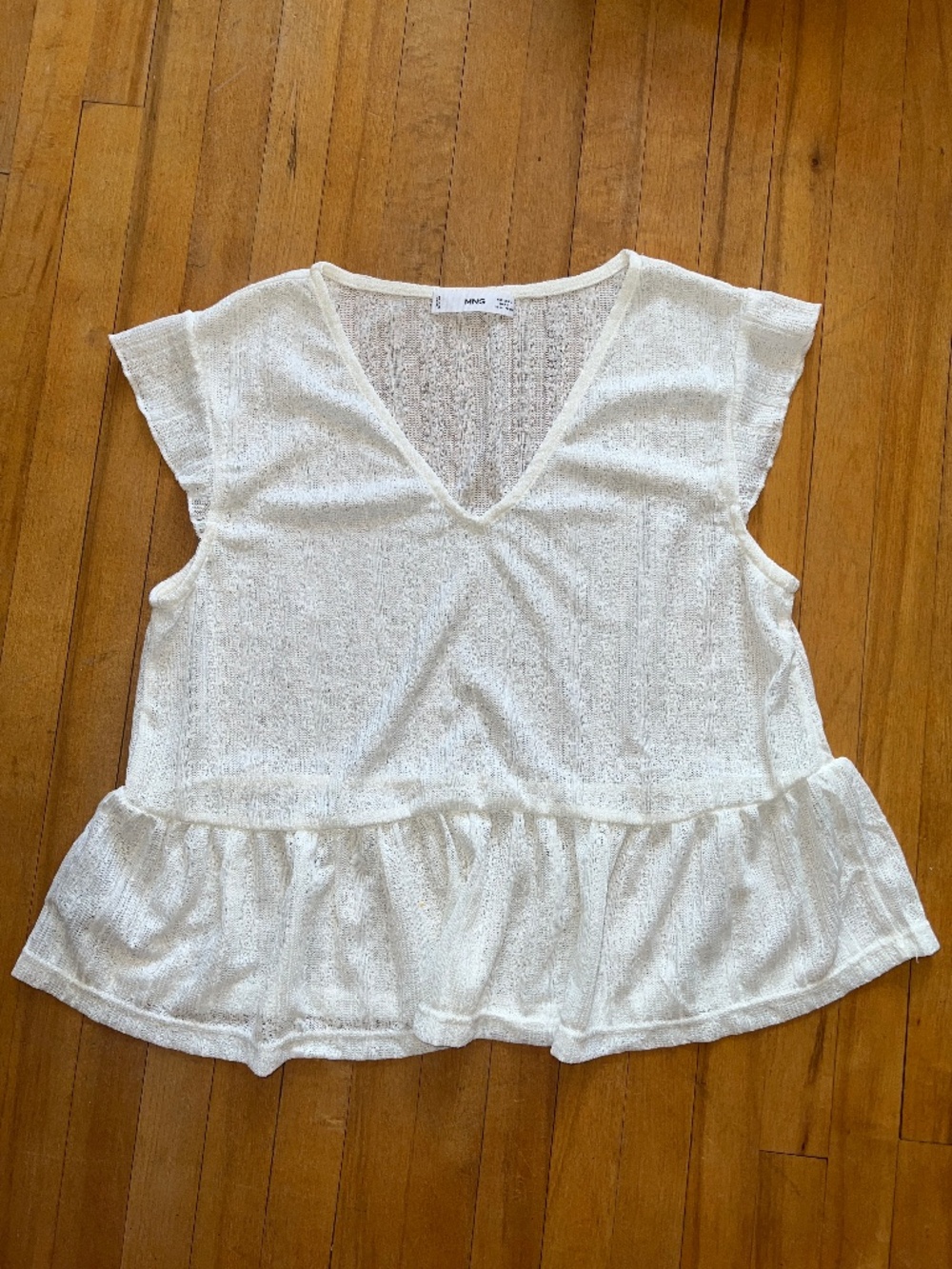 MANGO knit summer top, cap sleeve, size L